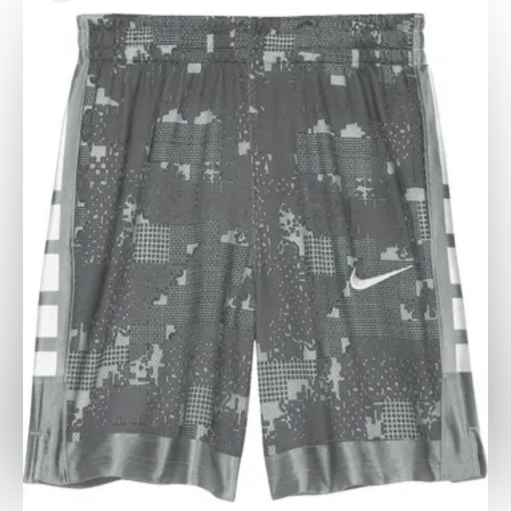 Nike Boys Elite Basketball Shorts in Gray and White| M 10/12
